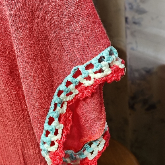 Pink Crochet Flowy Beachy Blouse Women's Size S/M Vanessa's Moda - Picture 3 of 9